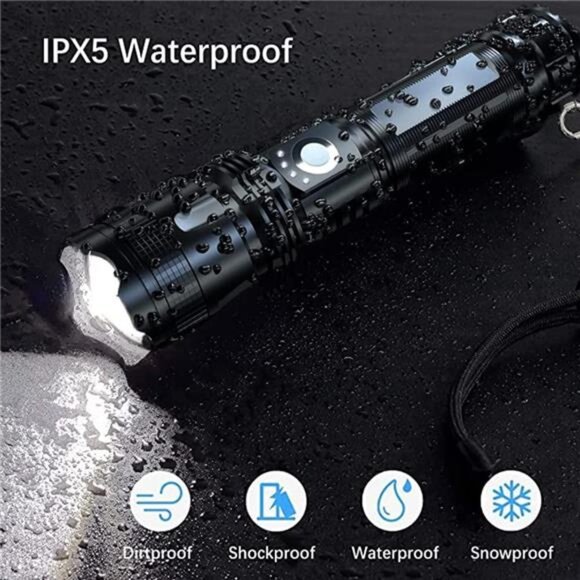 100000 High Lumens Flashlights,Usb Rechargeable Powerful Waterproof Super - Picture 6 of 7